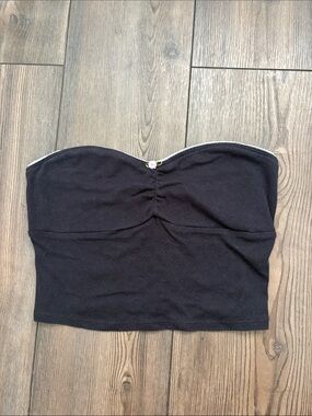 Pacsun Black Strapless Bandeau Tube Top - Floral Accent